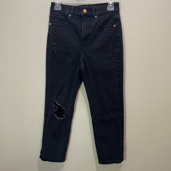Express Denim - Express‎ slim super high rise distressed jeans in black